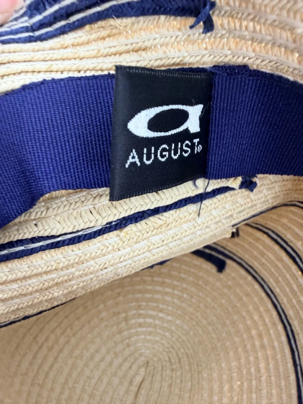 August Navy Blue Straw Cloche Bucket Hat